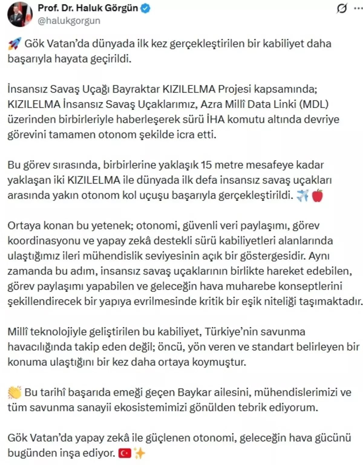 Bayraktar Kızılema Akıllı Filo Otonomisiyle Kol Uçuşunu Başarıyla Tamamladı